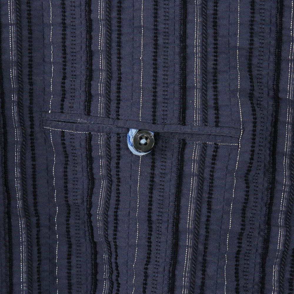 NWT Brandolini Textured Stripe Navy Blue Mens Button Front Shirt XXL - Picture 4 of 7